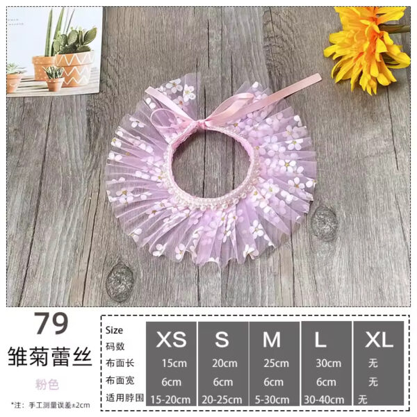Cat Collars Pet Necklace Scarf Dog Bib Lace Flower Bow Ribbon - Image 2