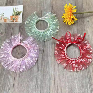 Cat Collars Pet Necklace Scarf Dog Bib Lace Flower Bow Ribbon